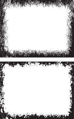 Distressed Grunge Frame Design Featuring Two Rectangular Frames with Black, Textured Borders and Irregular Edges for Artistic and Edgy Visual Projects