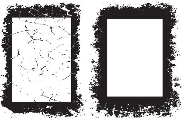 Contrasting Grunge Frames, A Duo of Rectangular Frames with Distressed and Splattered Textures for Artistic Visual Displays