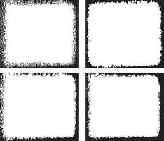 Artistic Grunge Frame Design Collection, Four Unique Rectangular Frames Featuring Rough, Distressed Borders with Irregular Edges and High-Contrast vector