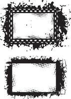 Dynamic Dual Grunge Photo Frames, Checkered Pattern and Chaotic Ink Splatter Borders with Dotted Inner Patterns for Edgy and Artistic Visual Displays vector