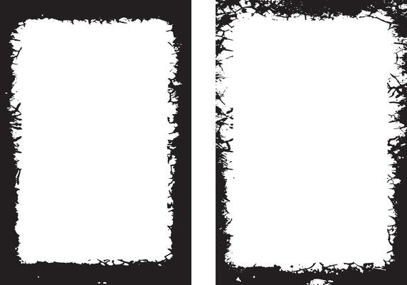 Dynamic Collection of Edgy Grunge Frame Designs, Featuring Three Rectangular Frames with Intricate, Symmetrical Black Patterns and Abstract, Splattered Borders for Artistic and Unique Visual Displays