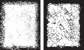 two black and white frames with a crack in them, Three Rectangular Frames with Intricate, Symmetrical Black Patterns and Abstract, Splattered Borders for Artistic and Unique Visual Displays vector