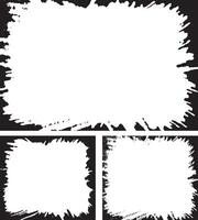Edgy and Artistic Grunge Frame Collection, Featuring Three Unique White Rectangular Frames with Irregular, Splattered Edges for Dynamic and Creative Visual Displays vector