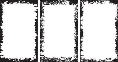 Grunge Frame Design set, Rectangular Frames with Cracked and Distressed Borders for Artistic Visual Displays vector