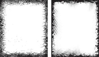 A set of Vintage Distressed Grunge Frame Design, Featuring Two Rectangular Frames with Black, Textured Borders and Irregular Edges for Artistic and Edgy Visual Projects vector
