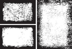 Grunge Frame Design set, Rectangular Frames with Cracked and Distressed Borders for Artistic Visual Displays vector