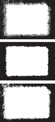 three black and white grunge frames with white paint, Vintage black and white Collection of Edgy Grunge Frame Designs, Featuring Intricate Patterns, Jagged Borders
