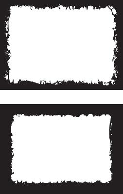 two blank white frames with black paint on them, Black And white Contrasting Grunge texture photo Frames, A Duo of Rectangular Frames with Distressed