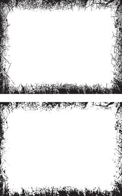 Black And white Contrasting Grunge texture photo Frames, A Duo of Rectangular Frames with Distressed and Splattered Textures for Artistic Visual Displays