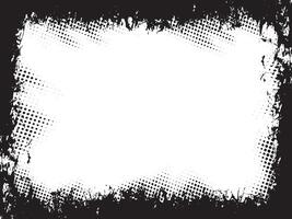 Dynamic Grunge Frame Design, Intricate Black and White Halftone Dot Pattern with Irregular, Splattered Borders for Edgy Visual Projects vector