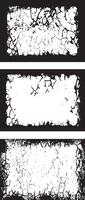 three black and white grunge frames with a white background, Grungy border set, vector