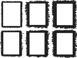Grunge Inspired Photo Frame srt, black and white vintage Trio of Unique Square Frames with Distressed and Textured Black Borders for Artistic and Edgy Visual Displays vector