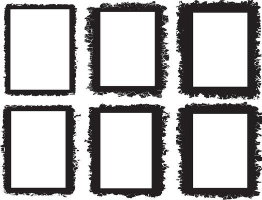 Grunge Inspired Photo Frame srt, black and white vintage Trio of Unique Square Frames with Distressed and Textured Black Borders for Artistic and Edgy Visual Displays