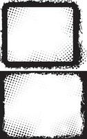 Dynamic Duo of Grunge Photo Frames Halftone Dot Pattern and Distressed Borders for Edgy and Artistic Visual Displays set vector