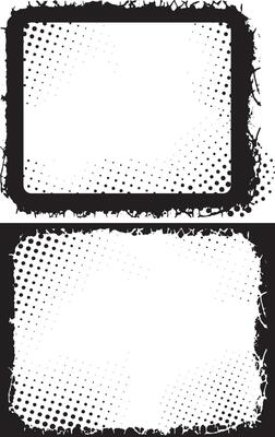 Dynamic Duo of Grunge Photo Frames Halftone Dot Pattern and Distressed Borders for Edgy and Artistic Visual Displays set