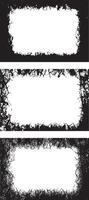 three black and white grunge frames with a white background, Grungy border set, vector