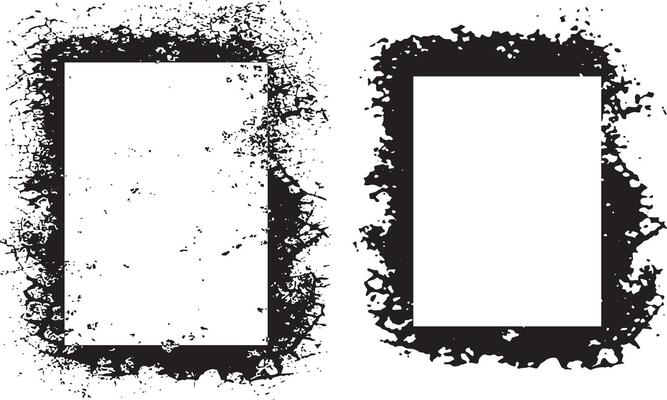 Grunge-Style Dual Rectangular Frames with Distressed Borders for Artistic and Graphic Design Projects
