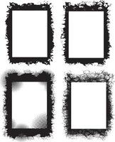 Curated Set of Rustic Elegance grunge photo frame border with halftone dot trexture, Four Distinct Grunge Photo Frames with Unique Textures and Patterns vector