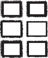 Artistic Collection of Six Distressed Grunge Photo Frames Featuring Rough, Uneven Edges for Edgy and Vintage Visual Display, grunge photo frame, brush storke vector