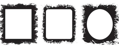 Artistic Collection of Grunge Photo Frames Featuring Distressed Rectangular, Rounded Rectangular, and Oval Designs with Rough, Splattered Borders for a Bold and Edgy Display, vector