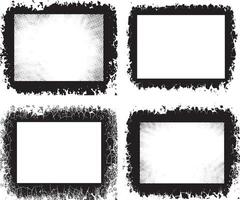 four black and white frames with grunge texture, Vintage Curated Set of Rustic Elegance grunge photo frame border with halftone dot texture, Four Distinct Grunge Photo Frames with Unique Textures vector