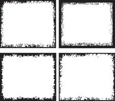 Edgy and Artistic Grunge Photo Frames A Collection of Four Unique, Distressed Borders Featuring Irregular, Jagged Edges and a Black-and-White Color Scheme for Creative Visual Projects vector