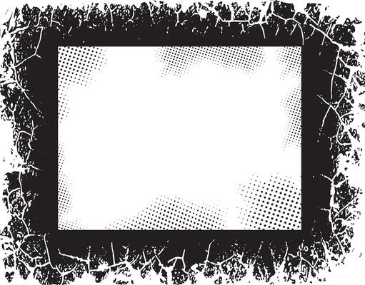 A vintage Dynamic and Edgy Grunge Photo Frame , Featuring Abstract Splatter and Halftone Dot Patterns for Modern Artistic Visual Displays