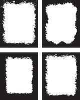 Black and white color Grunge Frame Design A Collection of Four Rectangular Frames with Cracked and Splattered Black Borders in a Dynamic 2x2 Layout for Edgy and Artistic Visual Projects vector