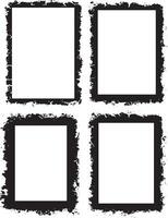 Artistic Collection of Four Distressed Grunge Photo Frames Featuring Rough, Irregular Borders with Jagged Edges and Unique Textured Patterns for Edgy and Creative Visual Displays vector