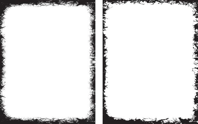 Vintage Dynamic and Edgy Grunge Frame Design set, Featuring Two Unique Rectangular Frames with Rough, Jagged Borders and Distressed White Interiors for Creative and Artistic Visual Displays
