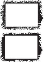 blck color Grunge Photo Frame Collection Dual Distressed Borders Featuring Dynamic Splatter Patterns and Rough Textured Edges for Artistic and Bold Visual Displays vector