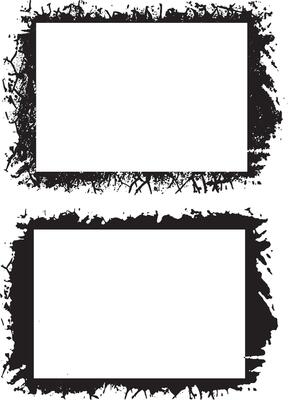 blck color Grunge Photo Frame Collection Dual Distressed Borders Featuring Dynamic Splatter Patterns and Rough Textured Edges for Artistic and Bold Visual Displays