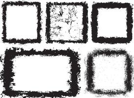 Artistic Collection of Five Distressed Grunge Photo Frames Featuring Unique Textured Borders with Rough, Uneven Edges for Edgy and Vintage Visual Displays vector
