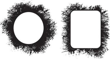 Artistic Dual Grunge Photo Frames Circular and Rounded Rectangle Borders with Dynamic Splatter Effects for a Bold, Edgy Display vector