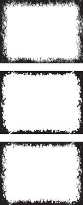 three black and white grunge frames with white paint, Intricately Detailed Grunge Photo Frame set, Distressed Vertical Rectangular Borders with Organic Cracked Patterns for Edgy and Artistic Displays