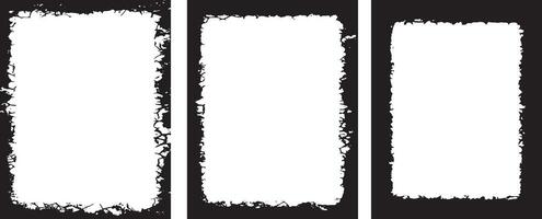 Triple Grunge Frame Collection A Trio of Distressed Borders Featuring Rough, Uneven Edges and Splatter Patterns for Edgy and Artistic Visual Projects vector