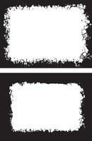 black and white Grunge Photo Frame Collection, Two Rectangular Frames with Distressed and Jagged Borders Featuring Irregular Spikes for Artistic and Edgy Visual Displays vector