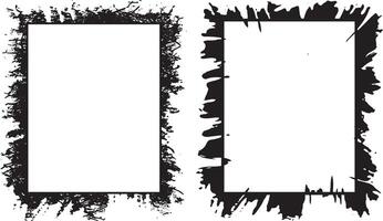 Edgy Grunge Photo Frame Collection Dual Distressed Borders Featuring Dynamic Splatter Patterns and Rough Textured Edges for Artistic and Bold Visual Displays vector
