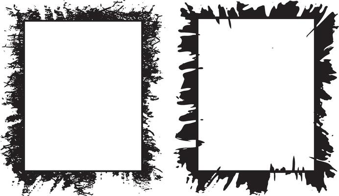 Edgy Grunge Photo Frame Collection Dual Distressed Borders Featuring Dynamic Splatter Patterns and Rough Textured Edges for Artistic and Bold Visual Displays