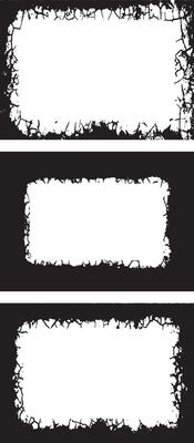Artistic Collection of three vinatge Distressed Grunge Photo Frames Featuring Rough, Irregular Borders with Worn and Weathered Textures for Edgy and Creative Visual Displays