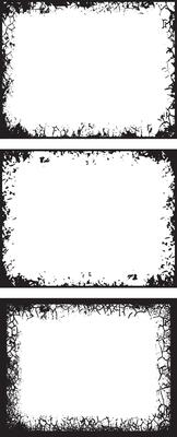 Artistic Trio of Grunge Photo Frames, Distressed Borders Featuring Rough, Irregular Edges for Edgy and Creative Photo Displays, grunge frame set