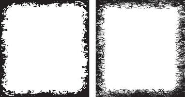 Intricately Designed Grunge Photo Frame Collection Two Rectangular Frames with Distressed and Jagged Borders Featuring Irregular Spikes for Artistic and Edgy Visual Displays vector