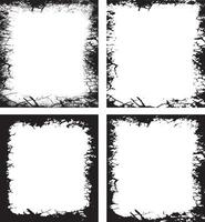 Artistic Expression Through Distressed Aesthetics A Unique Collection of Four Grunge Photo Frames Featuring Cracked and Weathered Borders for a Bold and Edgy Display, vector
