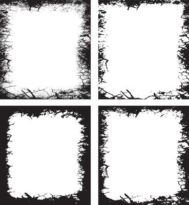 Artistic Expression Through Distressed Aesthetics A Unique Collection of Four Grunge Photo Frames Featuring Cracked and Weathered Borders for a Bold and Edgy Display,