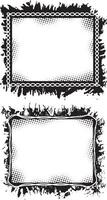 Dynamic Dual Grunge Photo Frames, Checkered Pattern and Chaotic Ink Splatter Borders with Dotted Inner Patterns for Edgy and Artistic Visual Displays vector
