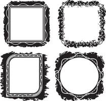 A Vintage Collection of Four Distinct Grunge-Style Photo Frames with Unique Textured Borders for Artistic and Creative Projects, grunge photo frame border se vector