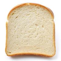 A single slice of white bread, showing its soft, airy crumb and lightly toasted crust. photo