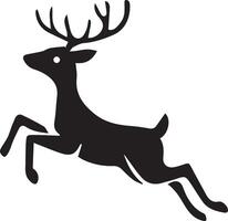 a black and white silhouette of a deer jumping vector