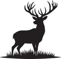 silhouette of a deer standing in the grass vector