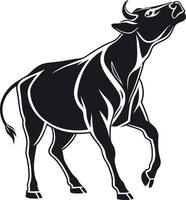 a black and white image of a bull vector